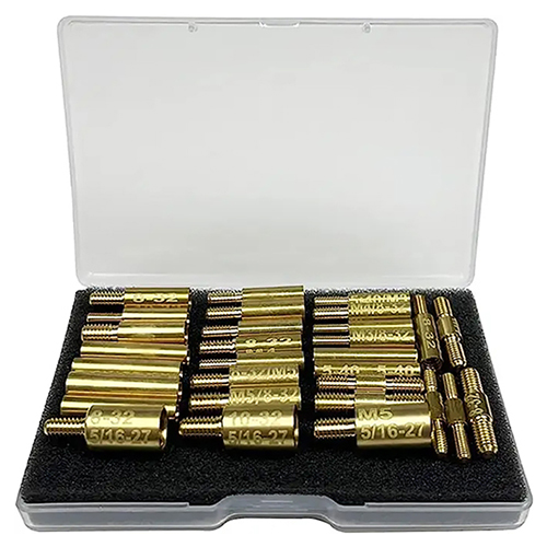 گن کلیننگ راڈ فٹنگ اڈیپٹر 30 پی سی پیک 5-40 8-32 10-32 5/16-27 M3 M4 M5 تھریڈز مرد اور خواتین کی چھڑی کنیکٹر میں تھریڈز