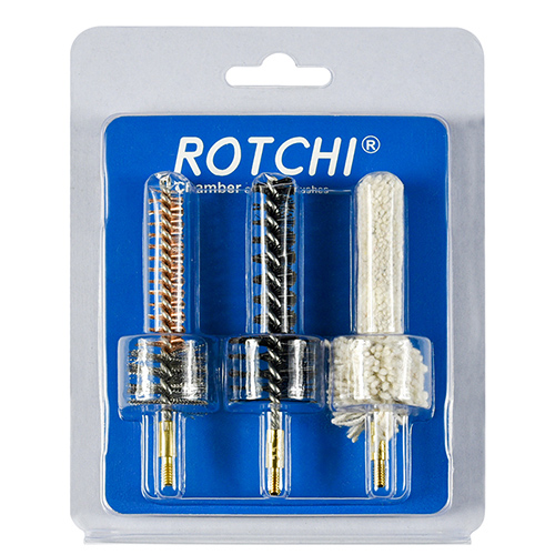 رائفل چیمبر کی صفائی کا برش 3-in-1 سیٹ، چھالا اور کارڈ پیکج۔ دستیاب ہے۔