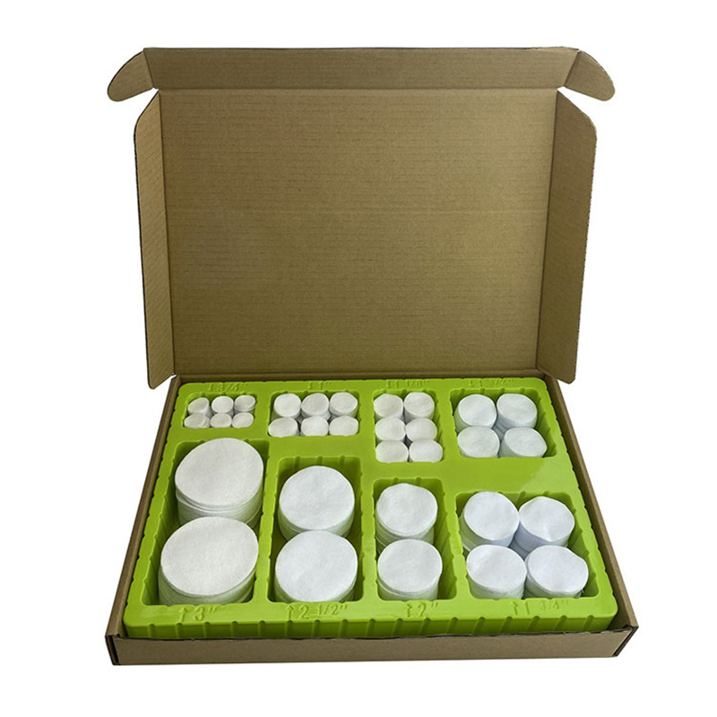 یونیورسل وائٹ کاٹن کپڑا مربع بندوق صاف کرنے والے پیچ چھالے والے خانے